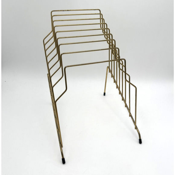 Accents | Vintage Gold Metal Vinyl Record Holder Slanted Rack | Poshmark